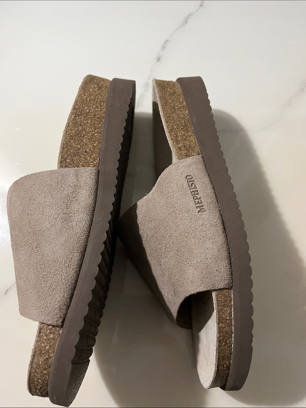 Mephisto Women’s Taupe Suede Slide Sandals - Picture 6 of 8